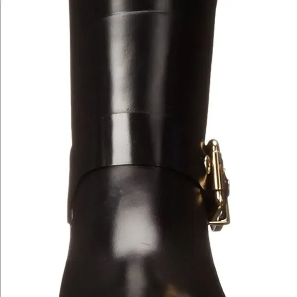 Vince Camuto Rain Boots With Gold Accents Rubber and Black Boots Size 6​​​ - Picture 12 of 14